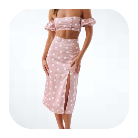 NWT Beginning Boutique blush/white polka dot set - Picture 1 of 14